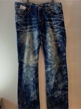 Affliction Ace Denim People’s Republic Straight Jeans Acid Wash Distressed Men’s